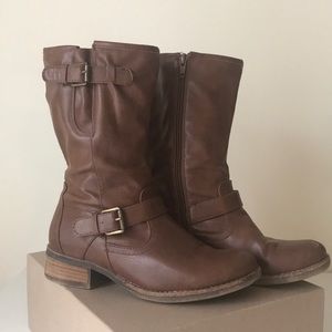 Brown Synthetic Leather Boots